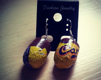 Caramel egg dangle earrings