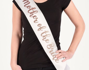 Mother Of The Bride Bridesmaid Hen Do Bachelorette Sash Party Wear Ribbon Banner Rose Gold Silver Personalised Wedding Mrs Bridal