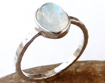 Moonstone Ring, Rainbow Ring, Silver Ring,Sterling Silver Ring