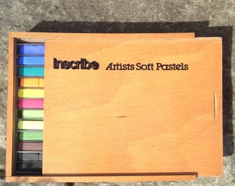 Vintage Wooden Box 36 Artists Soft Pastels by Inscribe