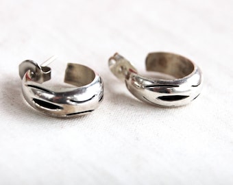 Tiny Hoop Huggy Earrings Mexican Huggies Sterling Silver Hoops Vintage Minimalist Jewelry from Mexico