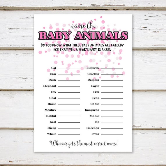 Printable Baby Shower Game Baby Animals Name the Animals