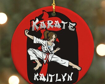 Personalized Karate Ornament (Female version) - Personalized with Name