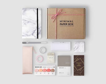 Marble Bullet Journal Starter Kit | Minimal Paper Box Vol. 2 | Productivity Stationery Set for Minimalist | Dot Grid Journal