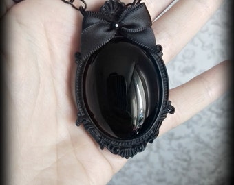 Gothic black Victorian style cameo necklace.