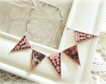 ON SALE Pink Amour Bunting Necklace