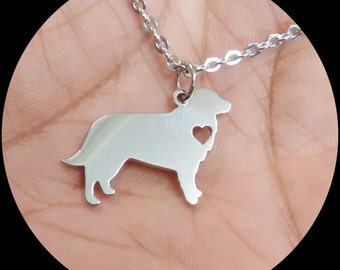 Bernese Mountain Dog Necklace Custom Made Stainless Steel iHeart Dog - Personalized Necklace.Engraving.Stainless Steel