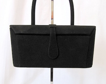 CLEARANCE Cute 1950's Black Suede Box Purse by "Theodor California" Vintage Rockabilly VLV Pinup Purse