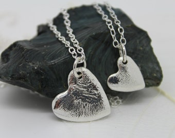 Silver heart necklace, silver heart pendant, rustic silver heart necklace, hand stamped necklace, stamped heart pendant