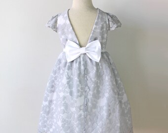Grey Lace Dress, Flower Girl Dress, Light Gray Dress, Grey Wedding, Lace Flower Girl Dress, Toddler Flower Girl Dress, Girls Easter Dress