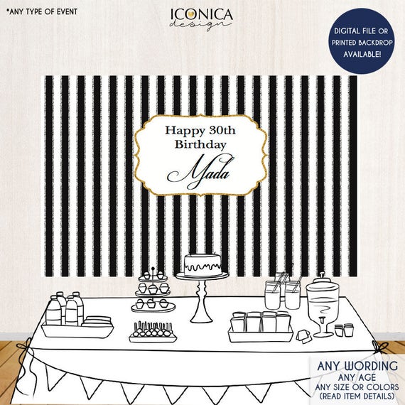 Black and White Striped Party Backdrop Black and White