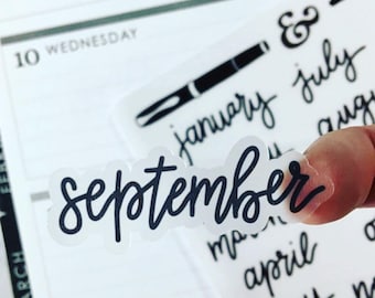 Months of the Year {Hand-lettered Clear Matte} Planner Stickers