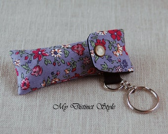 Fabric Lip Balm Holder with Keyring, Lip Balm Cozy, Chapstick Holder, Bridesmaid Gift
