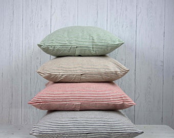 Organic Cotton, Ticking Stripe, Farmhouse Pillow, Nursery Decor, Bedroom Decor, Farmhouse Decor, Pillow Covers, Eco-Friendly, Custom Made
