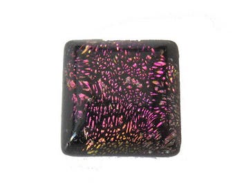 Handmade square Dichroic Glass 10 mm pink cabochon