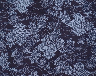 RESERVED FOR TERRYL - Vintage Japanese kimono fabric - Rare Indigo Shizuhata aizome cotton yukata fabric