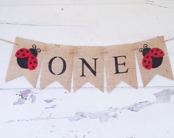 Ladybug Banner, Ladybug 1st Birthday Banner, Garden One Banner, Ladybug Burlap Banner, Ladybug Party, Girl Ladybug Banner, B314