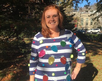 Ugly Sweater Dress with Ornaments - Ugly Christmas Sweater - Tacky Sweater - Ugly Sweater Party