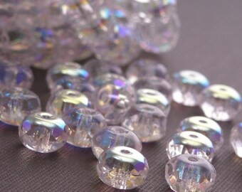 25 Czech Glass Gemstone Donut 7/5mm Crystal AB CZF035