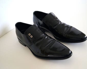 FABIANO shoes Mens Leather shoes Hand Made in Italy Eur size 43 genuine leather Lacquered Black Mens shoes Varnished Shoes Handmade shoes