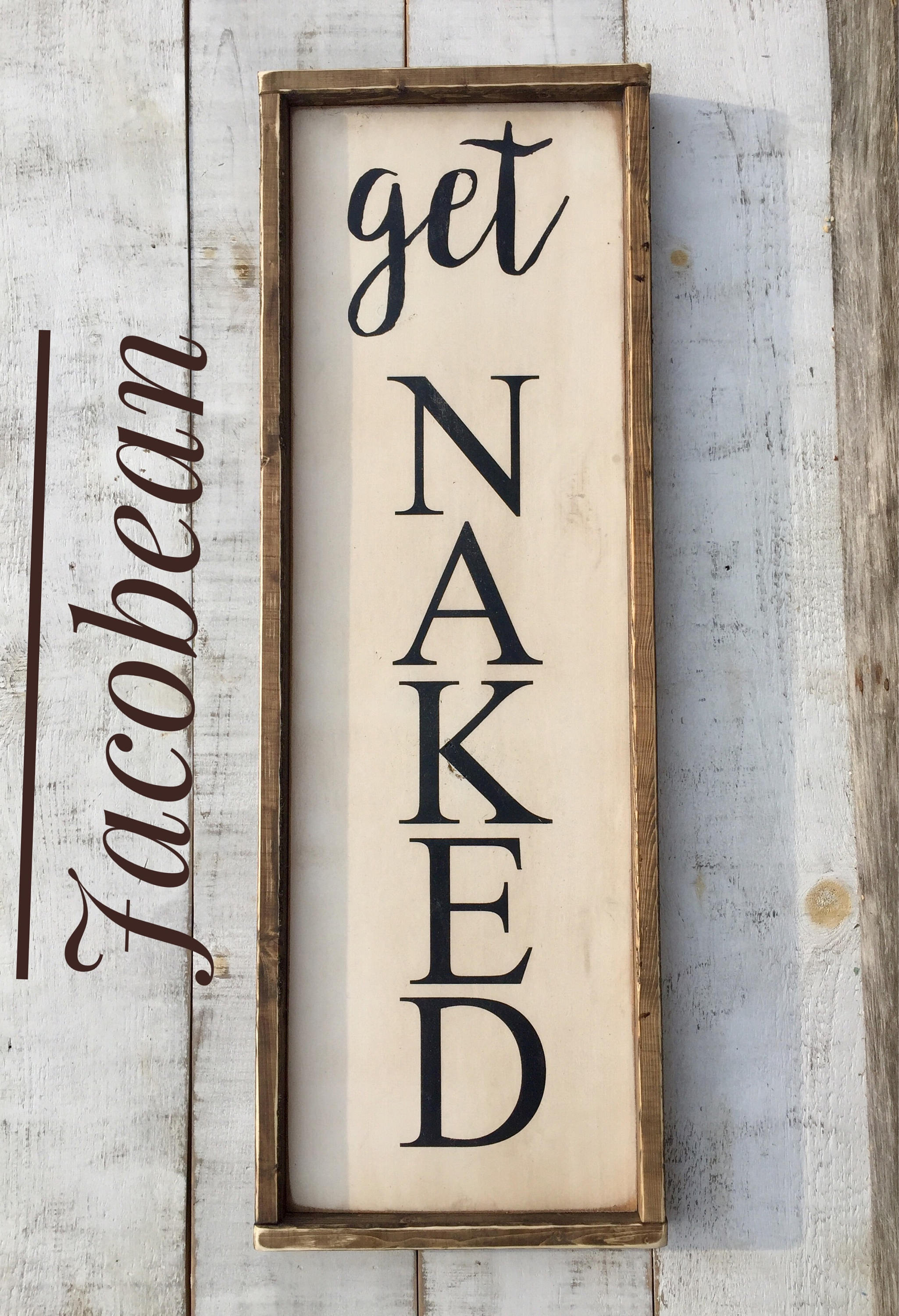 Get Naked Bathroom Sign Bathroom Decor Wood Sign