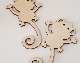 Set of 6 Wooden Monkey Cut Outs ( Embellishments, Scrap Booking, Decoupage )