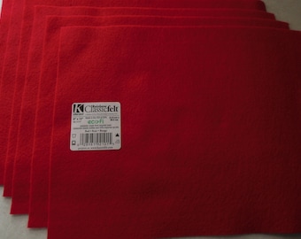KUNIN Rainbow Classic Felt Six 9x12 Sheets Red