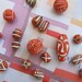 Orange Colored Clay Beads Exotic Ceramic Beads Ethnic Boho Carved Beads White Etched Guru Bead Pendants Exotic Unique Colorful Tribal Beads