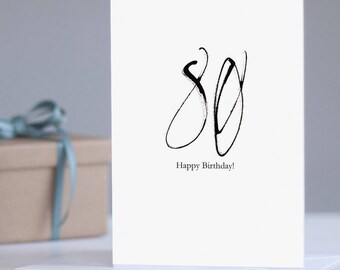 80th Birthday Card: Milestone Card, Happy Birthday, Eightieth Birthday, 80th, Card for Her, Keepsake Card, Adult Card, 80 Birthday Gift