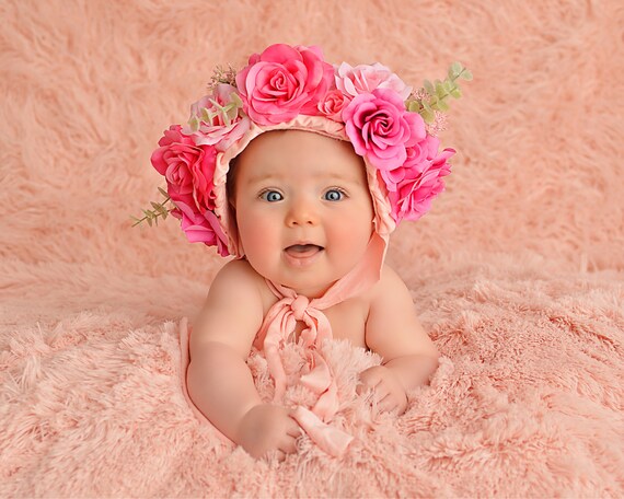 Floral Bonnet Prop | Floral Baby Bonnet | Floral Baby Hat Photos