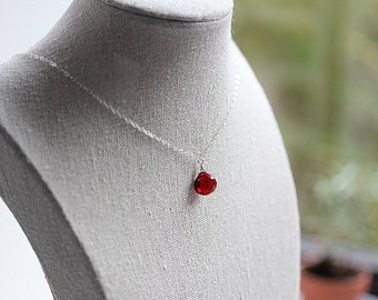 Delicate GARNET necklace - Silver garnet necklace - January birthstone necklace - Ruby Red Quartz necklace - Garnet Jewelry - Gift for her