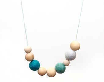 Felt and Wood Bead Necklace