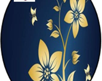 1 cabochon glass 25mm x 18mm flowers theme