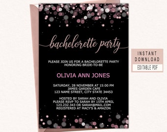 Bachelorette party invitations instant download, bachelorette invitations printable, bachelorette invite template, editable, unique, elegant