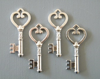 Austen - Skeleton Keys - 10 x Skeleton Key Set Antique Keys Silver Vintage Keys