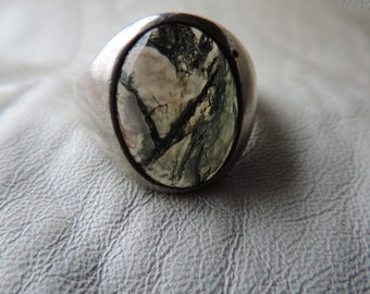 moss agate ring mens ring sterling silver dendritic agate