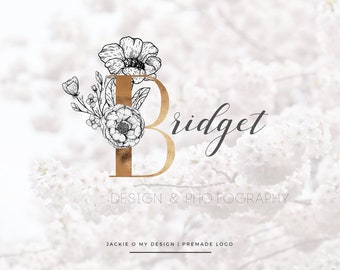 Premade Customizable Logo Design - Minimal Logo - Typeface - Handwritten Logo - Photography Business Blog Brand Logo - Branding - Bridget