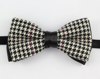 black and white bow tie