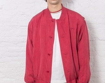 Vintage Silk Red Bomber Jacket