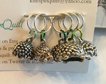 Snag-free knitting stitch markers -- set of five HEDGEHOGS