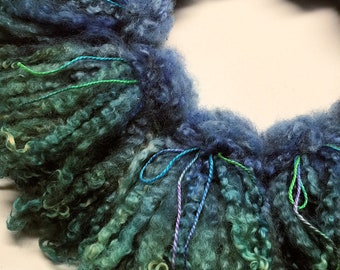 Moody Blue - Coopworth x BFL Wool Locks/Curls - Spinning Weaving Felting Doll Hair - Hand Dyed - 1 oz