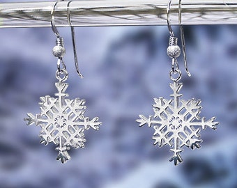 Snowflake Earrings - Sterling Silver "French Wires" - Item: S2