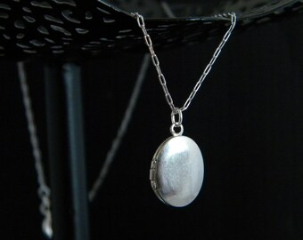 Petite Silver Oval Locket Necklace