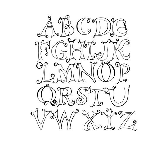 Items similar to Doodle Capital Letter Alphabet - Digital Clipart - PNG ...