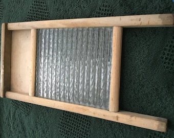 Vintage Glass and Wood Wash board