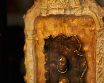 Fairy Door: INDIAN SUNRISE. Faerie Dream Door Sculpture, dollhouse furniture room by Fae Factory Artist Dr Franky Dolan (Original Fine Art)