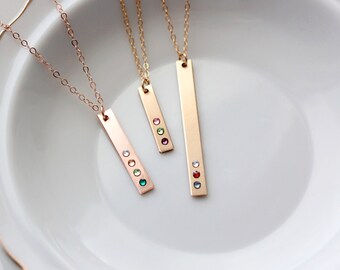 Birthstone Bar Necklace - Personalized Birthstone Necklace, Vertical Bar, Personalized Gift, Custom Birthstone Bar Necklace, Gift for Mom