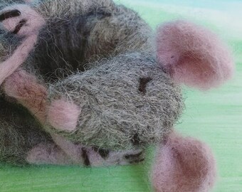 Sleeping Rat - Needle felted 100% wool