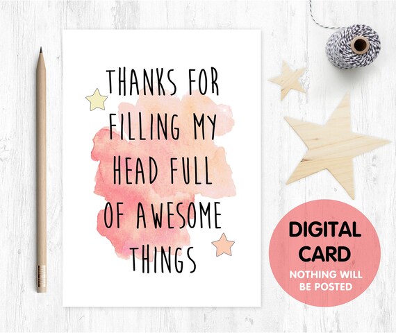 PRINTABLE teacher card, thanks teacher card, thank you teacher, teacher appreciation card, teaching assistant card, childminder
