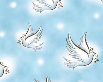 Quilting Treasures Our Father Doves Lt. Blue fabric - 1 yard